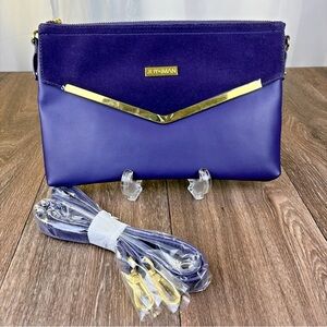 Joy & Iman Deep Purple Two-Tone Crossbody Clutch with Gold Accent